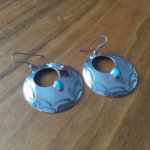 Vintage Sterling Silver Dangling Hoop Earrings